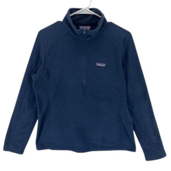 Patagonia Quarter Zip Fleece Pullover Women’s Size M Navy Blue Outdoor Sweater - Picture 1 of 12